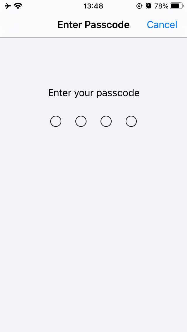 iOS passcode prompt